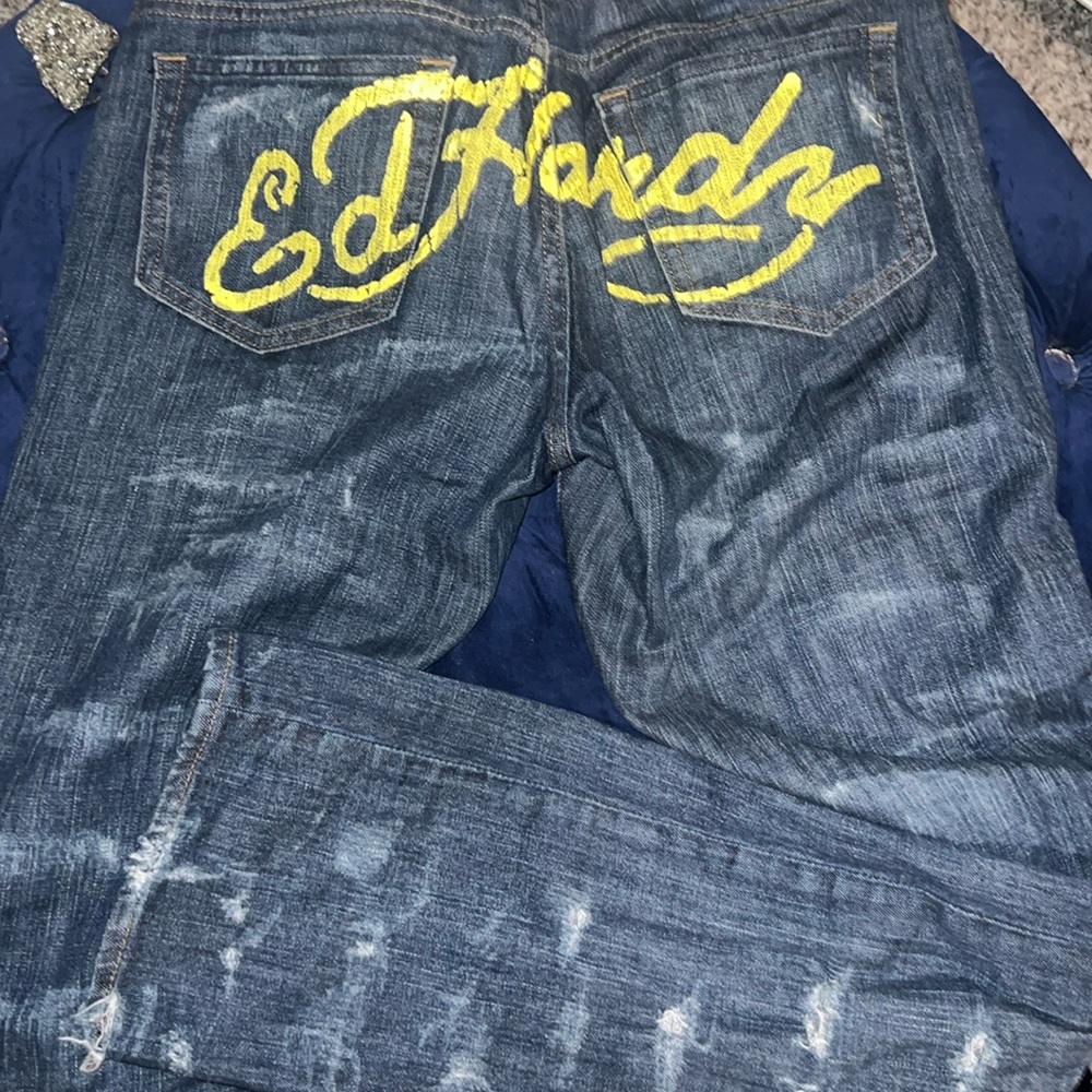 Ed hardy ripped jeans still in good condition ed hardy logo on the back